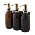 Chrome Triple Wall Mounted Soap Dispenser-Gold-250ml-Amber-Kuishi