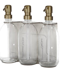 Chrome Triple Wall Mounted Soap Dispenser-Gold-250ml-Clear-Kuishi