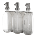 Chrome Triple Wall Mounted Soap Dispenser-Silver-250ml-Clear-Kuishi