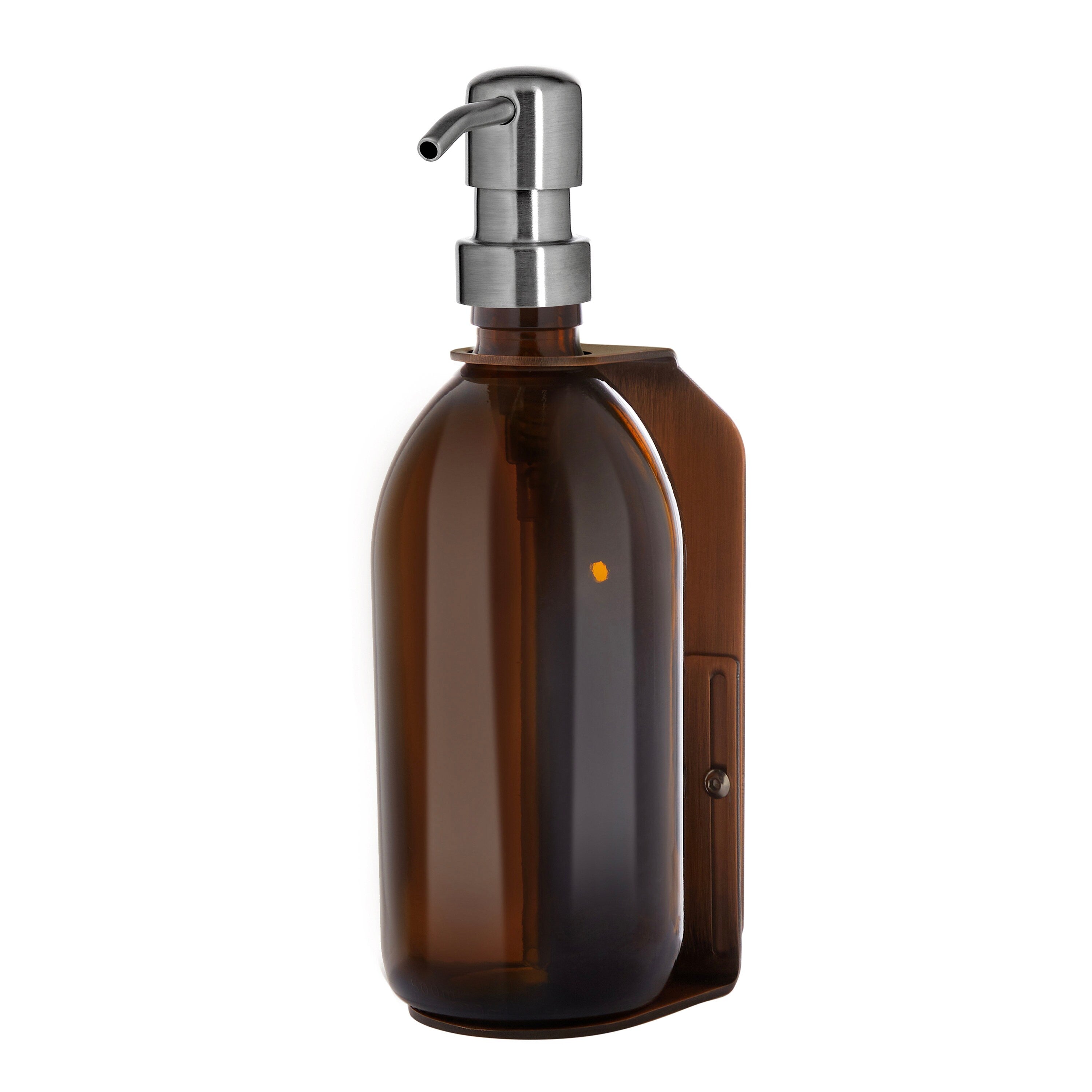 Single Wall-Mounted Soap Dispenser with Refillable selling Amber Glass Bottle with Stainless Steel Pump [250ml/300ml/500ml]