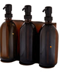 Copper Triple Wall Mounted Soap Dispenser-Black-250ml-Amber-Kuishi