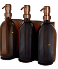 Copper Triple Wall Mounted Soap Dispenser-Copper-250ml-Amber-Kuishi