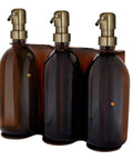 Copper Triple Wall Mounted Soap Dispenser-Gold-250ml-Amber-Kuishi