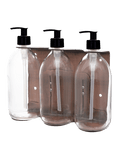 Copper Triple Wall Mounted Soap Dispenser-Plastic-250ml-Amber-Kuishi