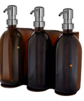 Copper Triple Wall Mounted Soap Dispenser-Silver-250ml-Amber-Kuishi