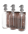 Copper Triple Wall Mounted Soap Dispenser-Silver-250ml-Clear-Kuishi