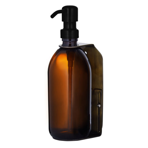 Gold Single Wall Mounted Soap Dispenser-Silver Pump / 250ml / Amber