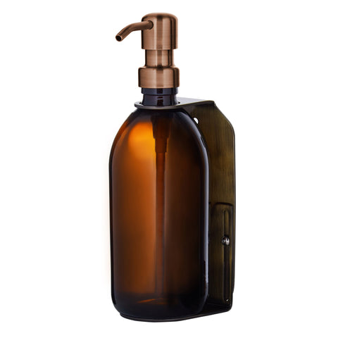 Gold Single Wall Mounted Soap Dispenser-Gold Pump / 250ml / Amber