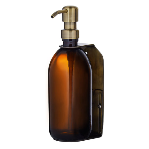 Gold Single Wall Mounted Soap Dispenser-Bronze Pump  / 250ml / Amber