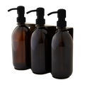 Gold Triple Wall Mounted Soap Dispenser-Black-250ml-Amber-Kuishi