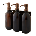 Gold Triple Wall Mounted Soap Dispenser-Copper-250ml-Amber-Kuishi