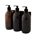Gold Triple Wall Mounted Soap Dispenser-Plastic-250ml-Amber-Kuishi