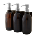 Gold Triple Wall Mounted Soap Dispenser-Silver-250ml-Amber-Kuishi