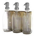 Gold Triple Wall Mounted Soap Dispenser-Silver-250ml-Clear-Kuishi