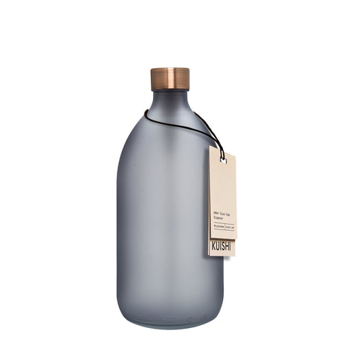 Grey Matt Glass Bottle with Stainless Steel Screw Top Black 250ml by Kuishi