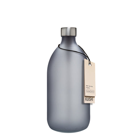 Grey Matt Glass Bottle with Stainless Steel Screw Top Silver 250ml by Kuishi