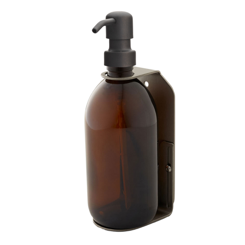 Nickel Single Wall Mounted Soap Dispenser-Black-250ml-Amber-Kuishi