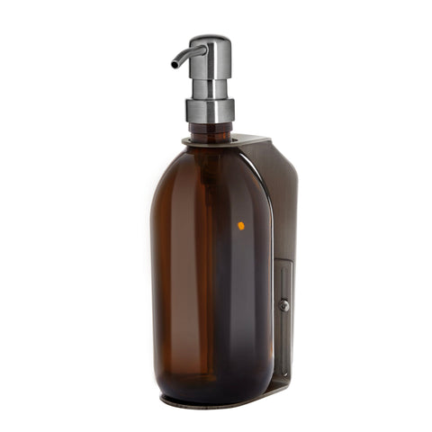 Nickel Single Wall Mounted Soap Dispenser-Silver-300ml-Amber-Kuishi