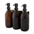 Nickel Triple Wall Mounted Soap Dispenser-Black-250ml-Amber-Kuishi