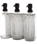 Nickle Triple Wall Mounted Soap Dispenser-Clear bottle and black pump