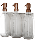 Nickle Triple Wall Mounted Soap Dispenser-Clear Bottles and copper pump