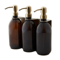 Nickel Triple Wall Mounted Soap Dispenser-Gold-250ml-Amber-Kuishi