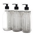 Nickle Triple Wall Mounted Soap Dispenser-Clear bottle and Copper pump