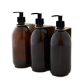 Nickel Triple Wall Mounted Soap Dispenser-Plastic-500ml-Amber-Kuishi