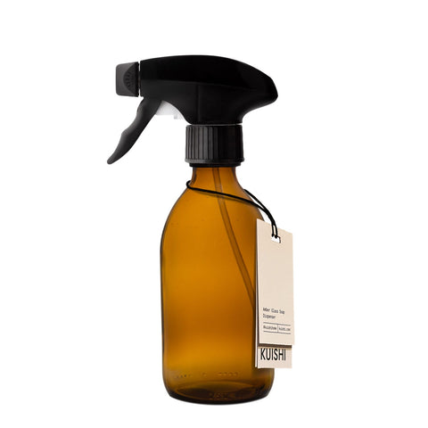 Amber Glass Spray Bottle White Trigger 250ml by Kuishi