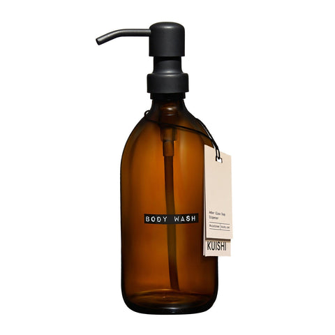 Refillable Shower Bottles with Labels-Black-Body Wash-Kuishi