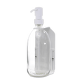 White wall mounted soap dispenser Clear bottle and white  pump