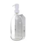 White wall mounted soap dispenser Clear bottle and white  pump