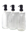 White Triple Wall Mounted Soap Dispenser-Black-250ml-Clear-Kuishi