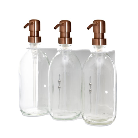 White Triple Wall Mounted Soap Dispenser-Copper-250ml-Clear-Kuishi