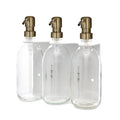 White Triple Wall Mounted Soap Dispenser-Gold-250ml-Clear-Kuishi