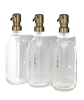 White Triple Wall Mounted Soap Dispenser-Gold-250ml-Clear-Kuishi