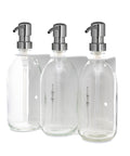 White Triple Wall Mounted Soap Dispenser-Silver-250ml-Clear-Kuishi