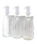 White Triple Wall Mounted Soap Dispenser-White-300ml-Clear-Kuishi